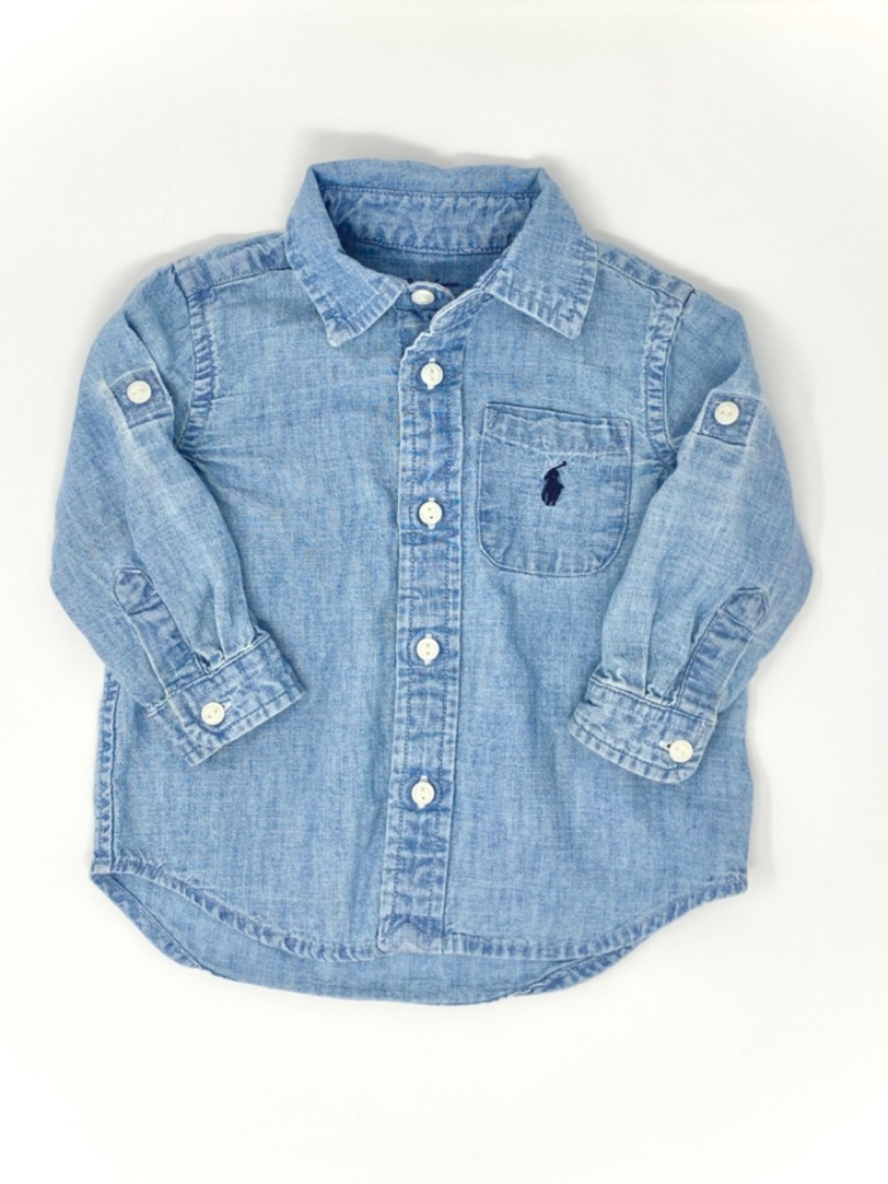 Ralph Lauren Baby Boy Blue chambray shirt size 9 months